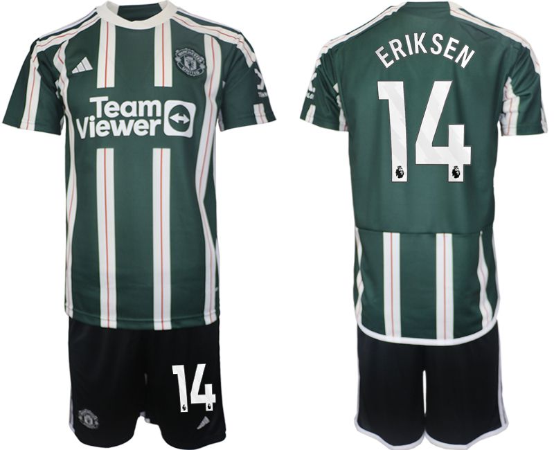 Men 2023-2024 Club Manchester United away green #14 Soccer Jersey